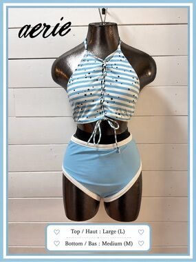 AERIE Blue Stripe & Star Bikini Set
Top Size L • Bottom Size M